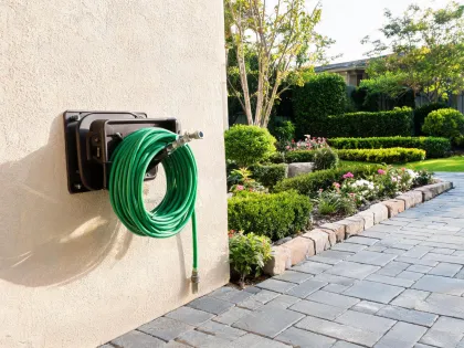 Garden hose reel storage