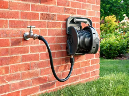 Lead-in hose near outdoor faucet